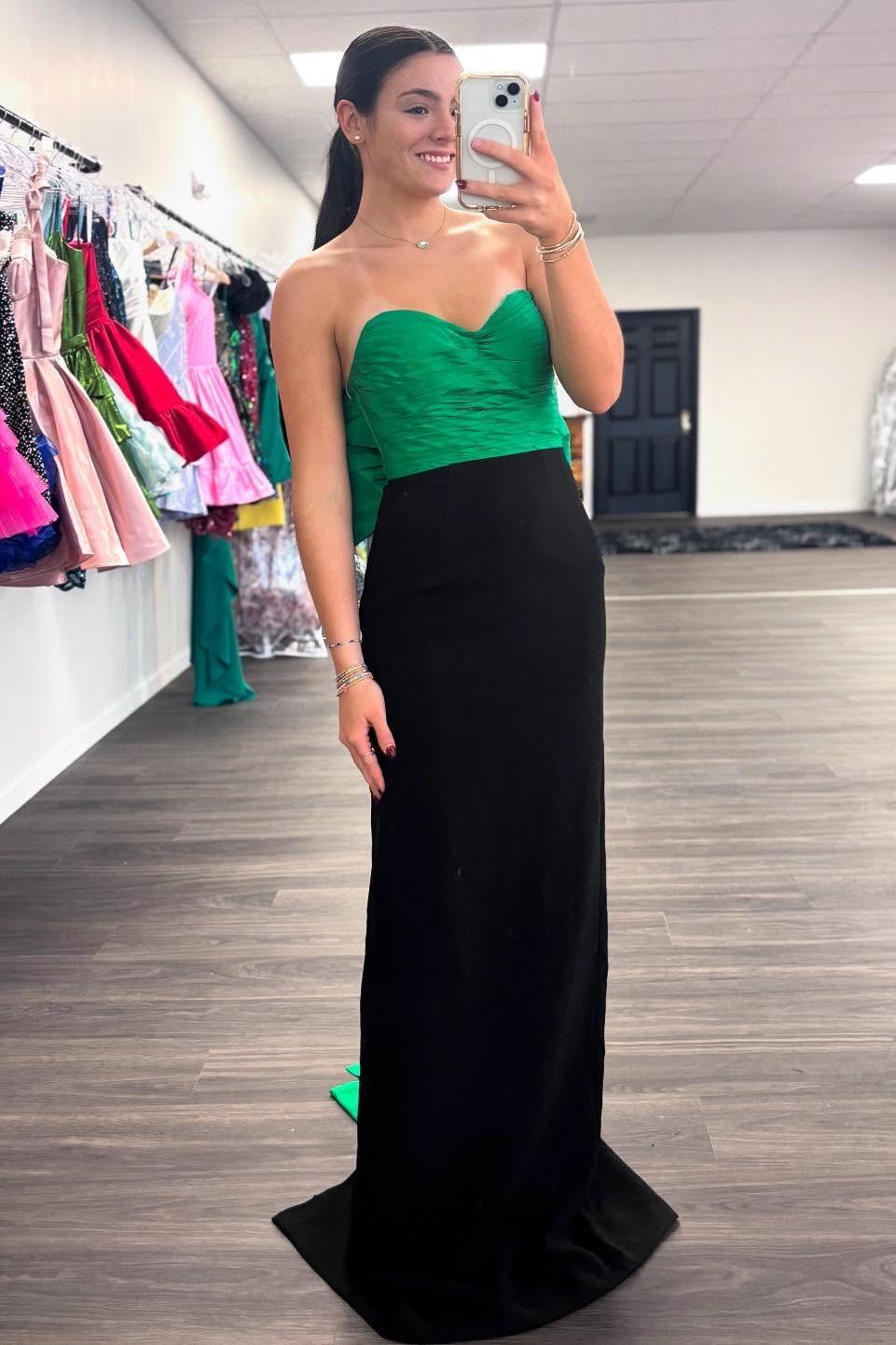 Sweetheart Green and Black Fitted Formal Dress with Bow Dressesforparty Sweetheart Green and Black Fitted Formal Dress with Bow Dressesforparty