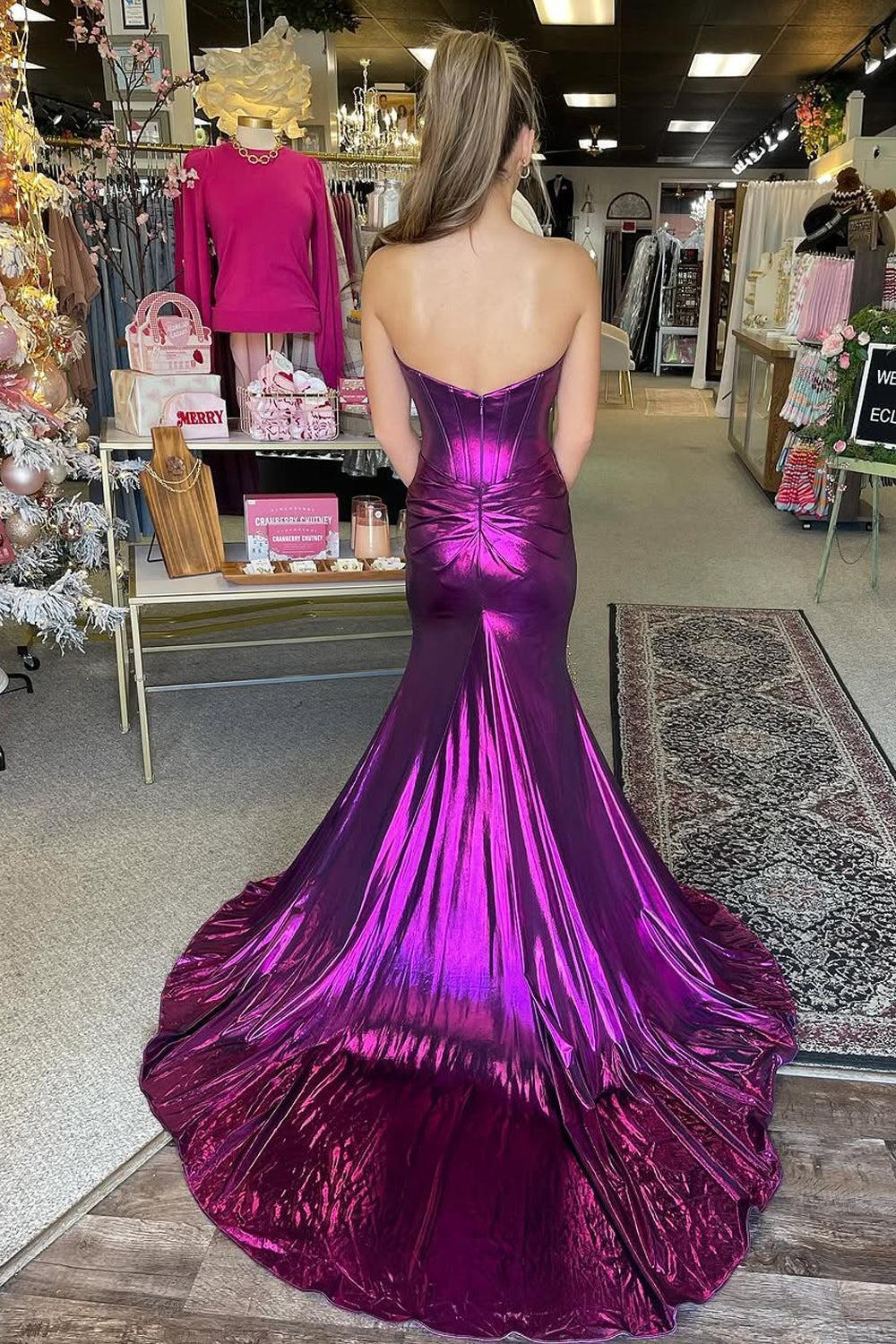 Black Mermaid Holographic Plunging Full Length Maxi Sexy Party Dress main image 0