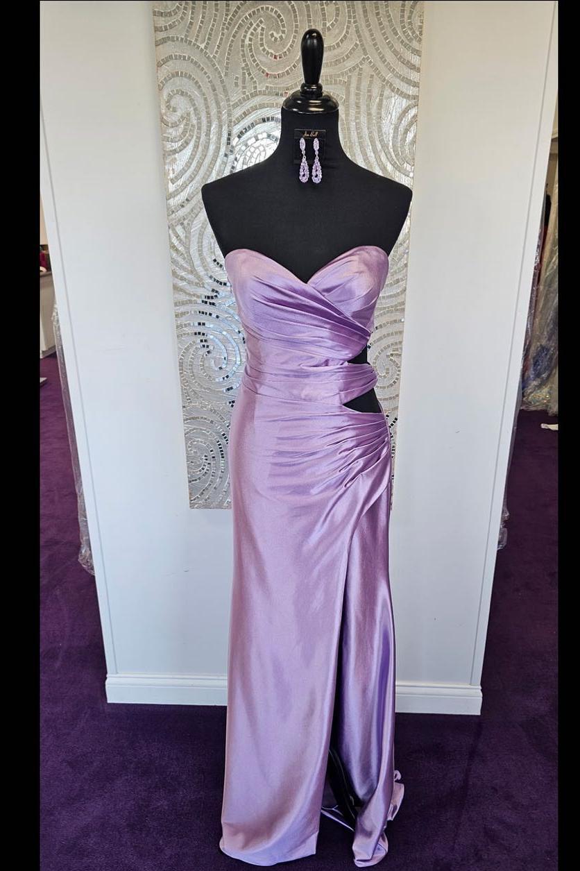 green emerald velvet dress Ladivine C167 Elegant Formal Fitted Gown with Overskirt Lavender / 10