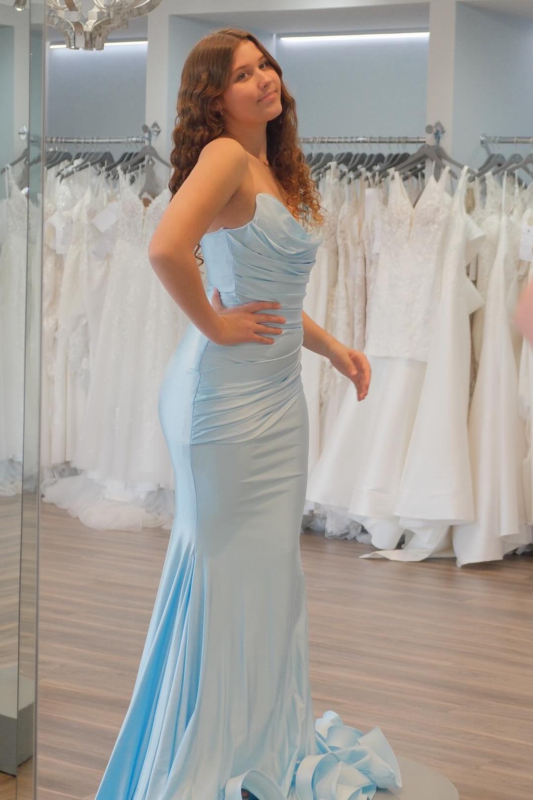 Cowl Neck Light Blue Ruched Fitted Formal Dress Dressesforparty Cowl Neck Light Blue Ruched Fitted Formal Dress Dressesforparty