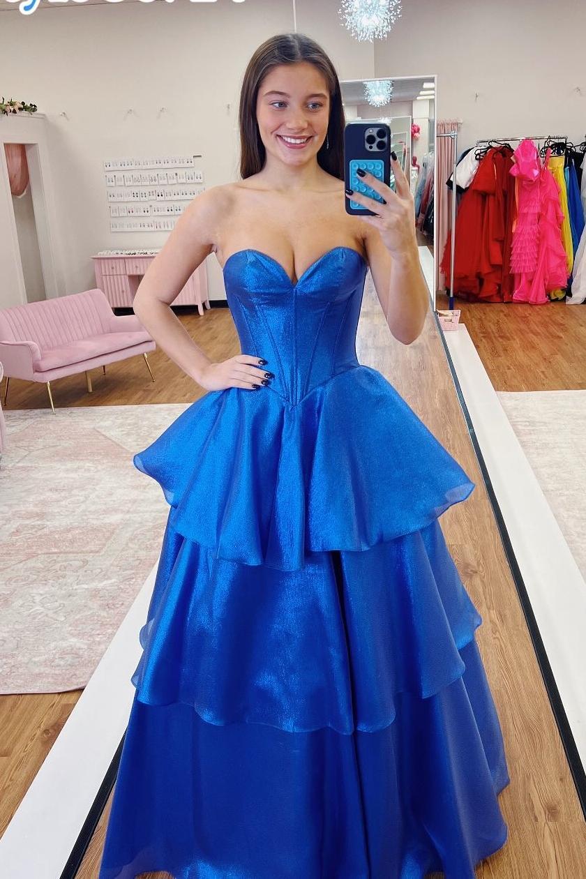 Royal Blue Strapless Corset A-line Long Formal Dress Dressesforparty Royal Blue Strapless Corset A-line Long Formal Dress Dressesforparty