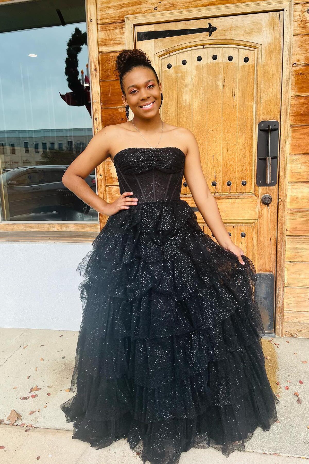 Strapless Black Tulle Tiered Ruffle Dress Dressesforparty Strapless Black Tulle Tiered Ruffle Dress Dressesforparty
