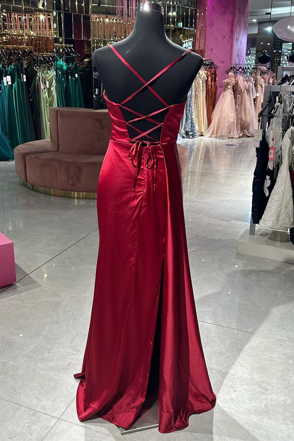 red satin cowl neck dress Satin Cowl Neck Maxi Dress