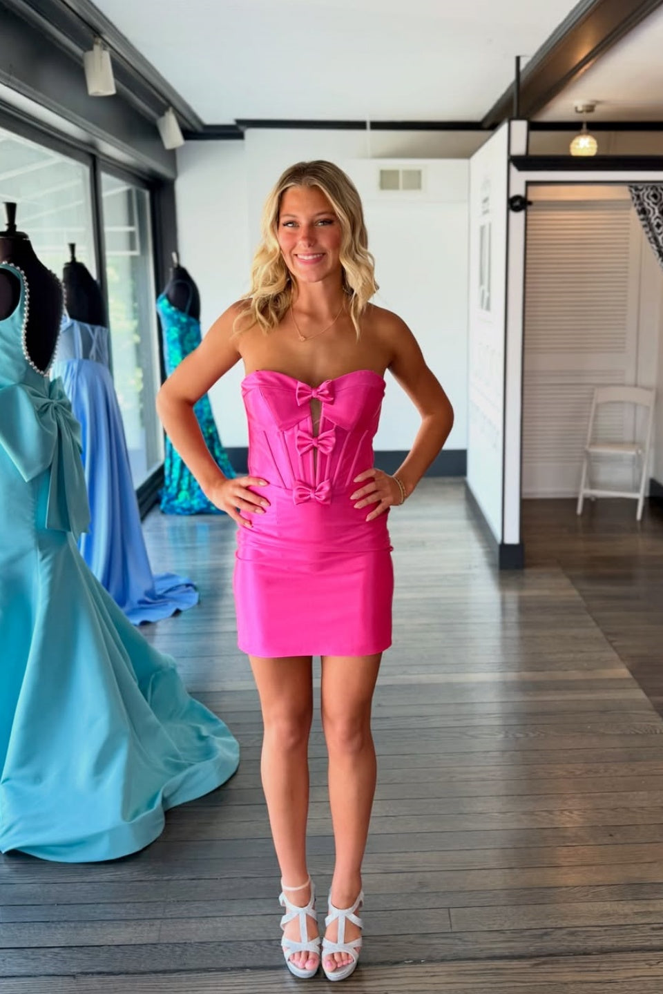 hot pink bow dress Bodycon Mini – Dressesforparty Size:44EU Girls' Dress Radiate confidence in Carrie—a Apt 9 Black Dress