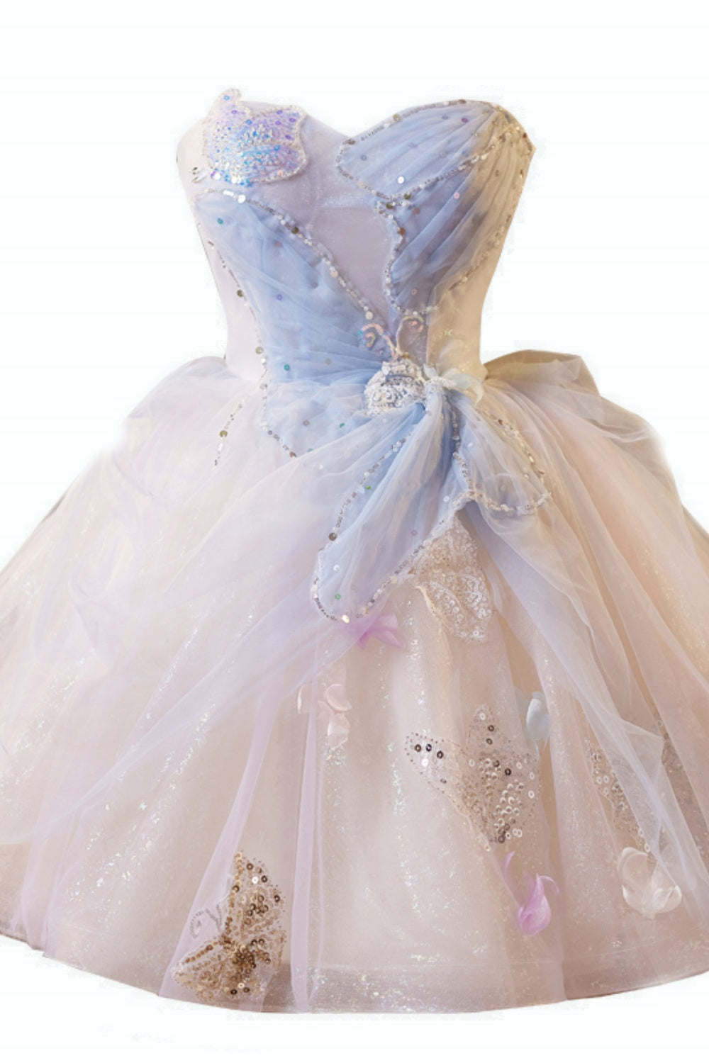 short blue butterfly dress Light Blue Lace with Butterflies Short Homecoming Dress, Blue Prom Dre