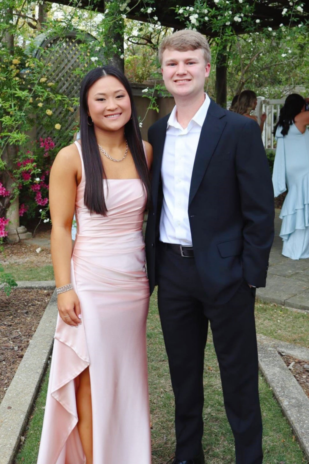 Pink Satin Slit Fitted Dress