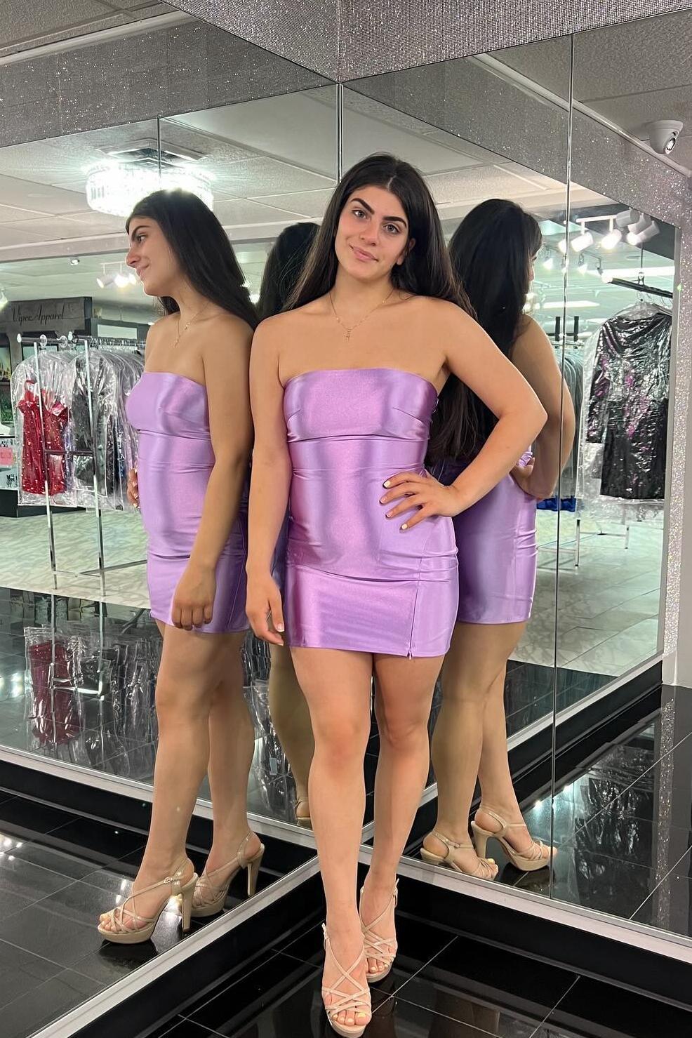 Strapless Lavender Tight Short Party Dress – Dressesforparty Strapless Lavender Tight Short Party Dress – Dressesforparty