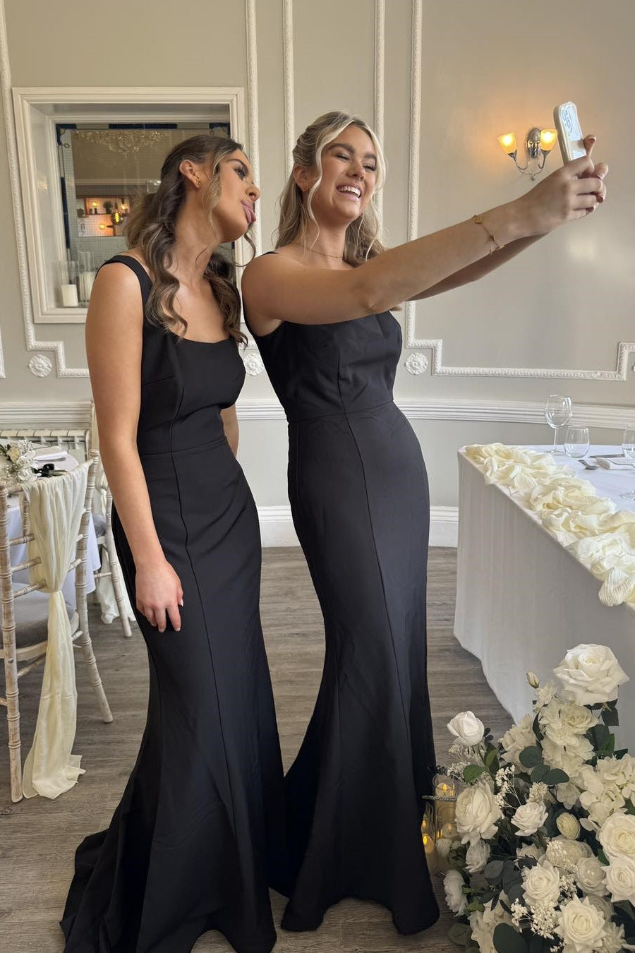 Backless Black Scoop Neck Mermaid Bridesmaid Dress – Dressesforparty