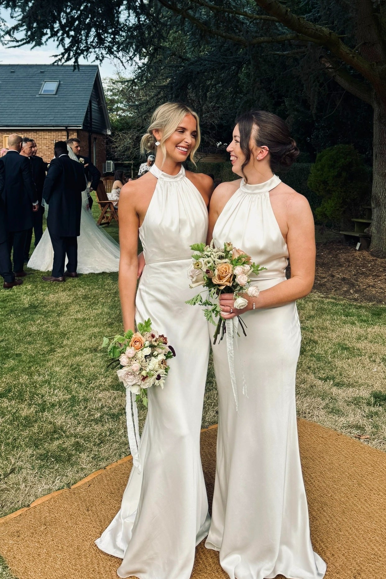 Champagne Halter Satin Fitted Bridesmaid Dress Dressesforparty Champagne Halter Satin Fitted Bridesmaid Dress Dressesforparty