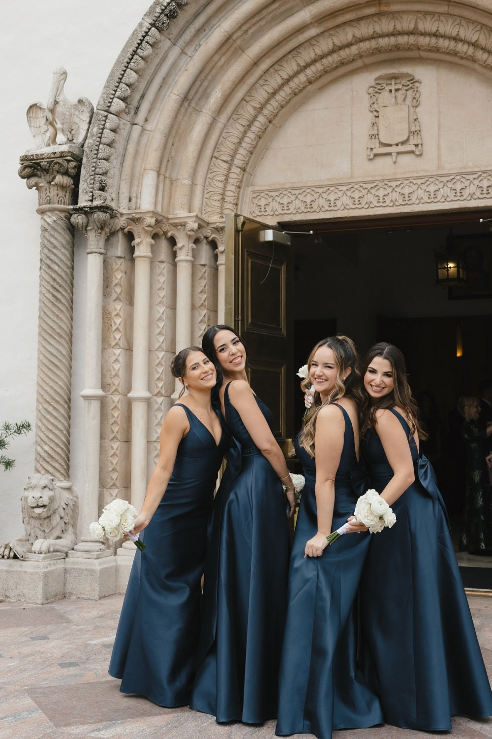 Navy Blue V-neck Bridesmaid Dress with Bow Dressesforparty Navy Blue V-neck Bridesmaid Dress with Bow Dressesforparty