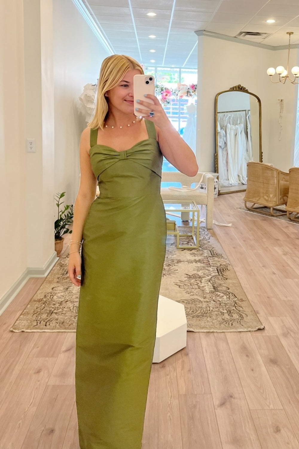 Green Bow Neckline Long Bridesmaid Dress Dressesforparty Green Bow Neckline Long Bridesmaid Dress Dressesforparty