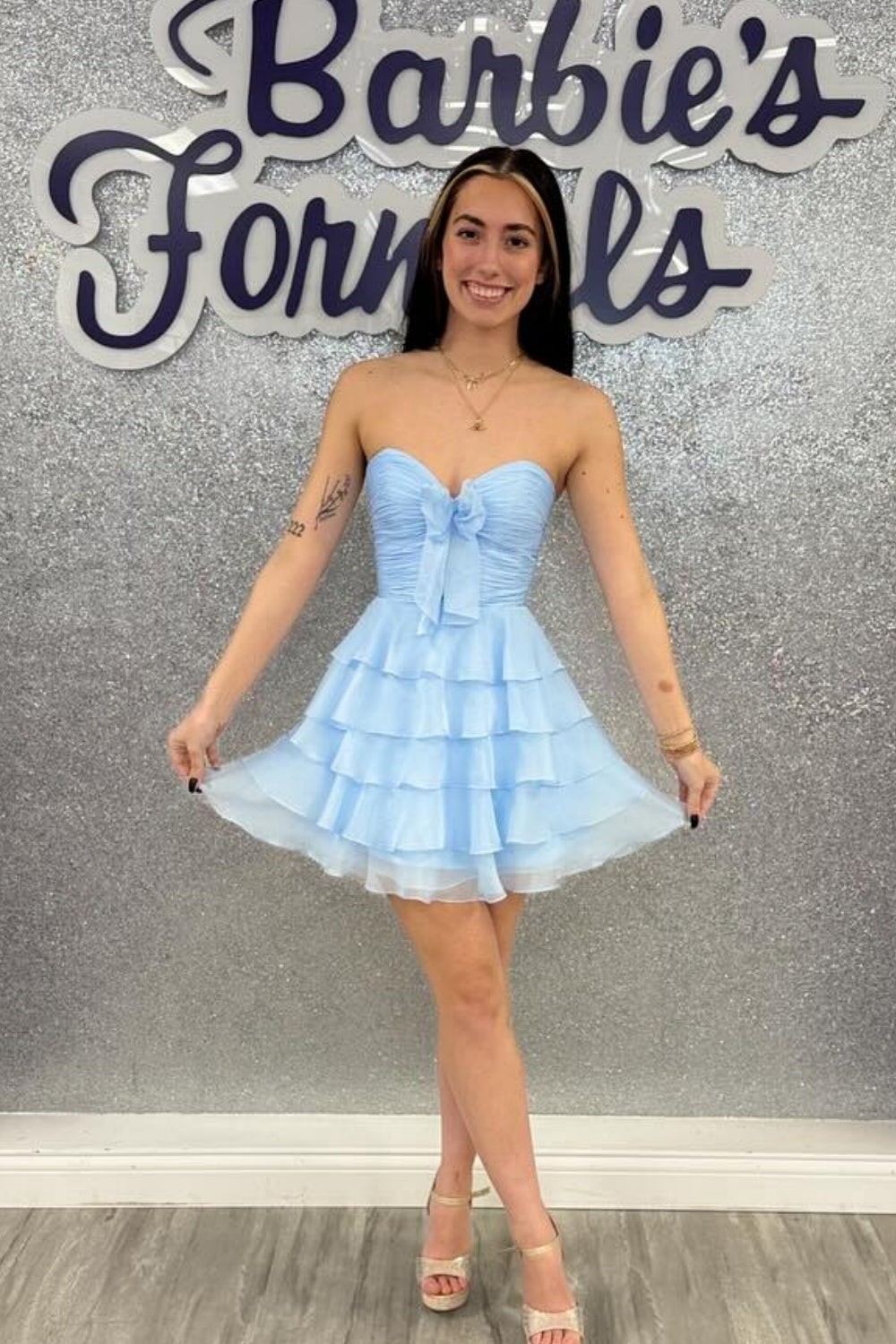 Periwinkle Sweetheart Bow Ruffle Homecoming Dress Dressesforparty Periwinkle Sweetheart Bow Ruffle Homecoming Dress Dressesforparty