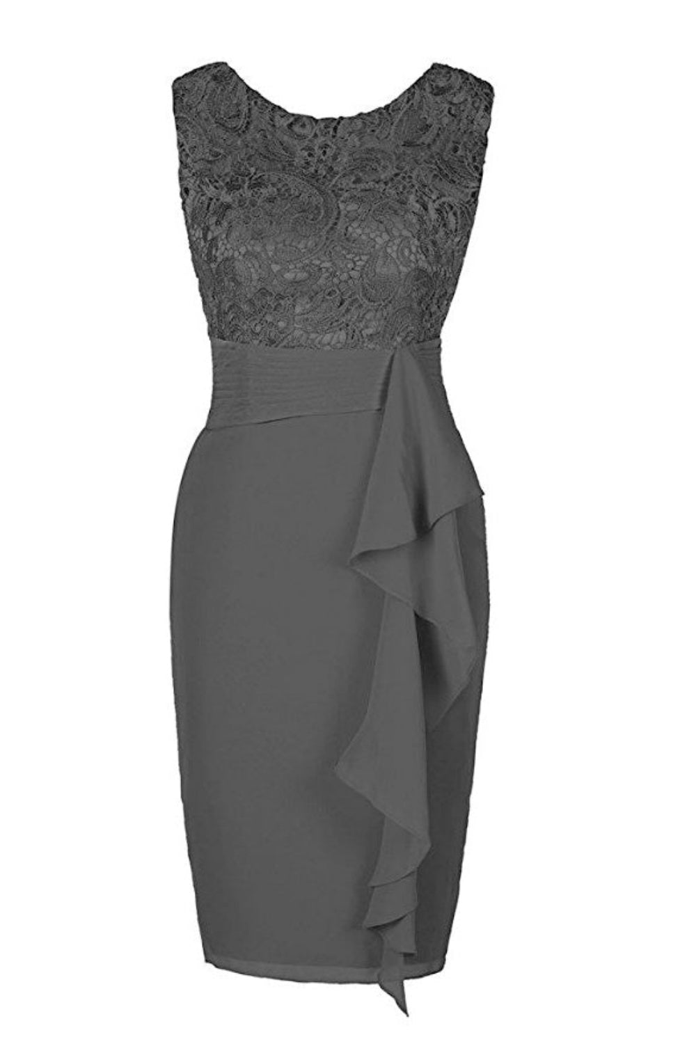 Black Sleeveless Lace Mother of the Bride Dress with Ruffle –  Dressesforparty