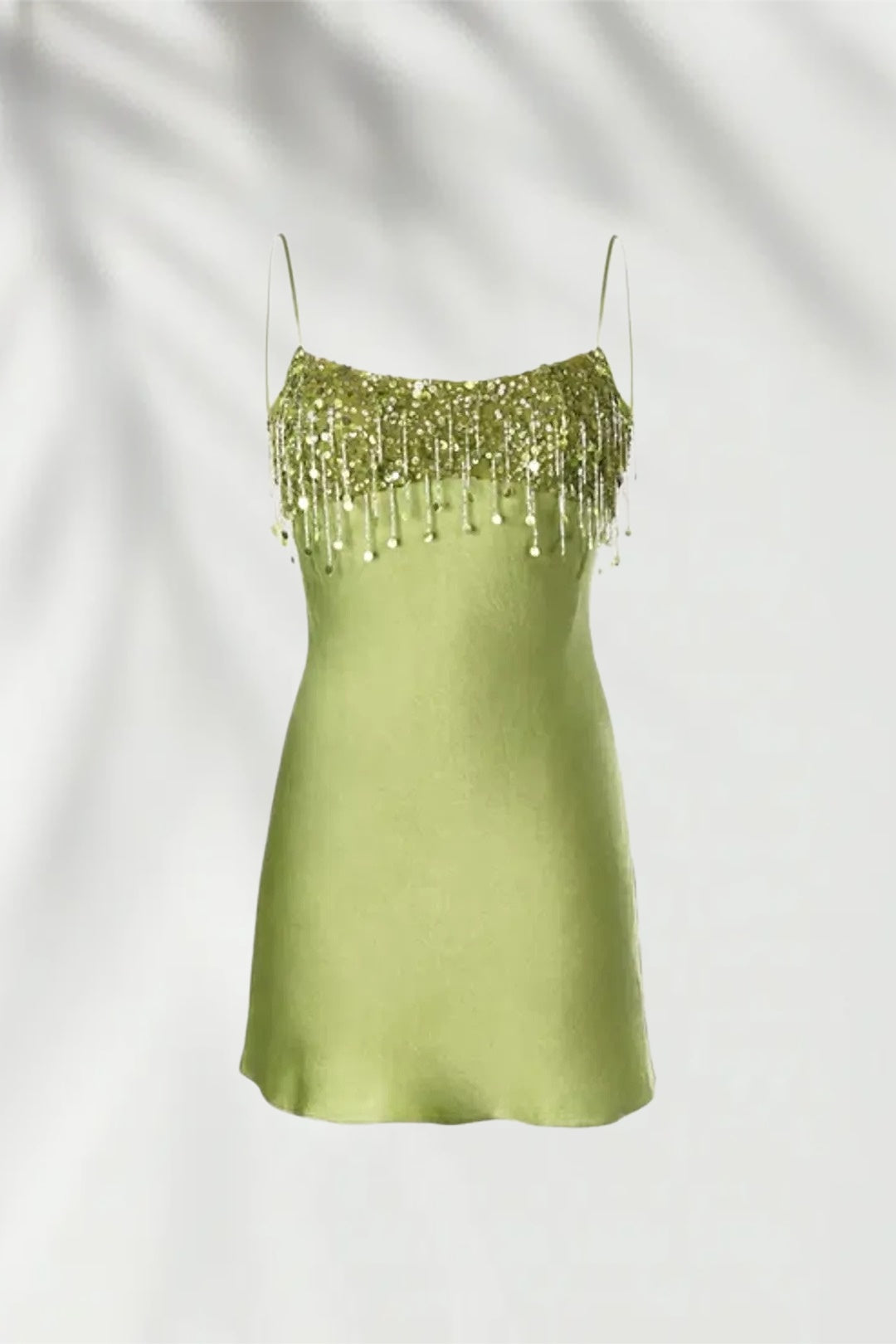 Green Sequin Tassel Satin Mini Dress Dressesforparty Green Sequin Tassel Satin Mini Dress Dressesforparty