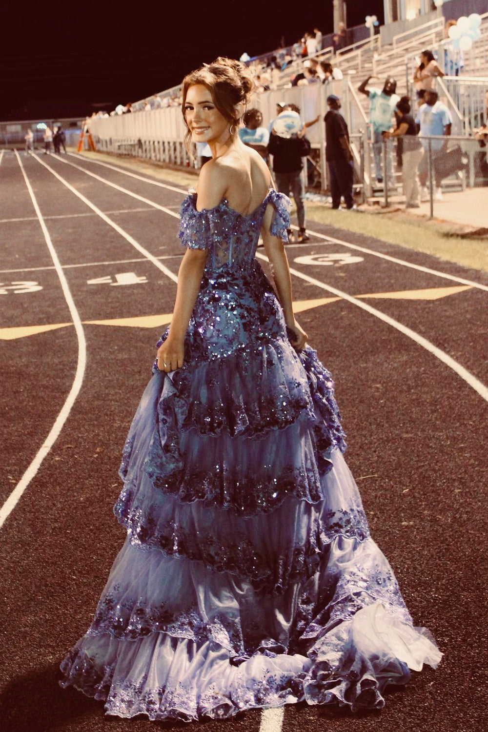 Classy V Neck Fuchsia Chiffon Ruffle Mermaid Long Party Dress Birthday Dress SP1835 main image 1