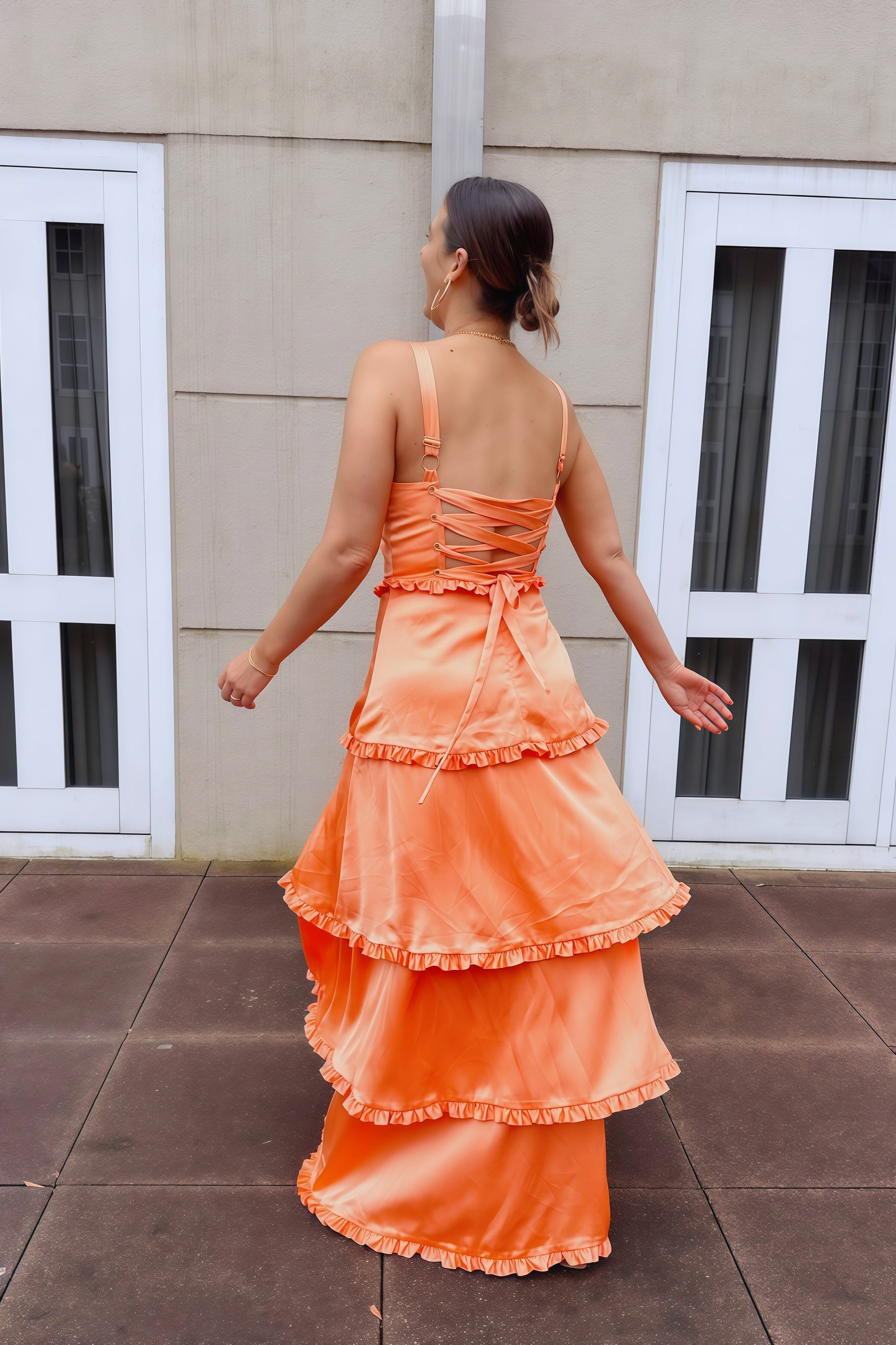 Orange Corset Tiered Long Party Dresss – Dressesforparty