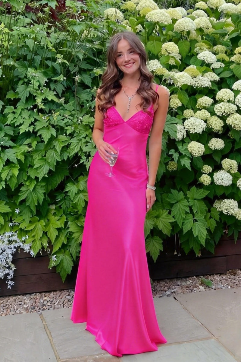 Beaded Blue Soft Satin Sheath Long Dress