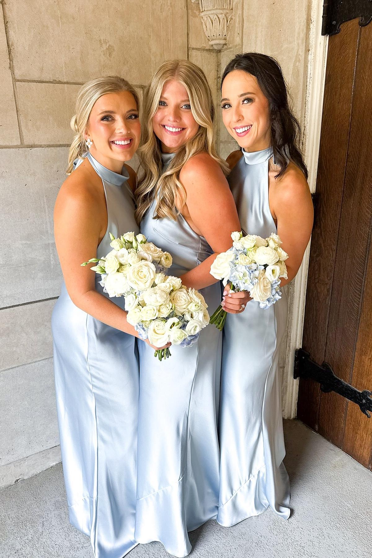 Light Blue Halter Neck Fitted Bridesmaid Dress Dressesforparty Light Blue Halter Neck Fitted Bridesmaid Dress Dressesforparty