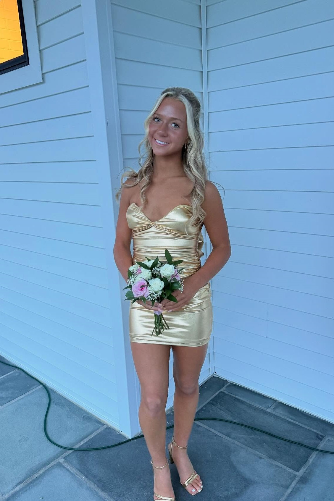 Gold Metallic Bodycon Mini Dress – Dressesforparty