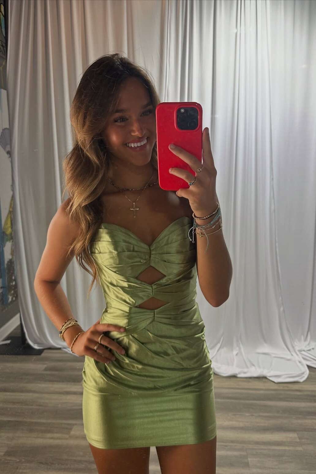 slim fit dress slacks Wedtrend WomenSage Green Homecoming Dress with Beading Corset Tight Spaghetti Straps Short Cocktail Dress with Appliqueds, Sage Green / US16 main image 0