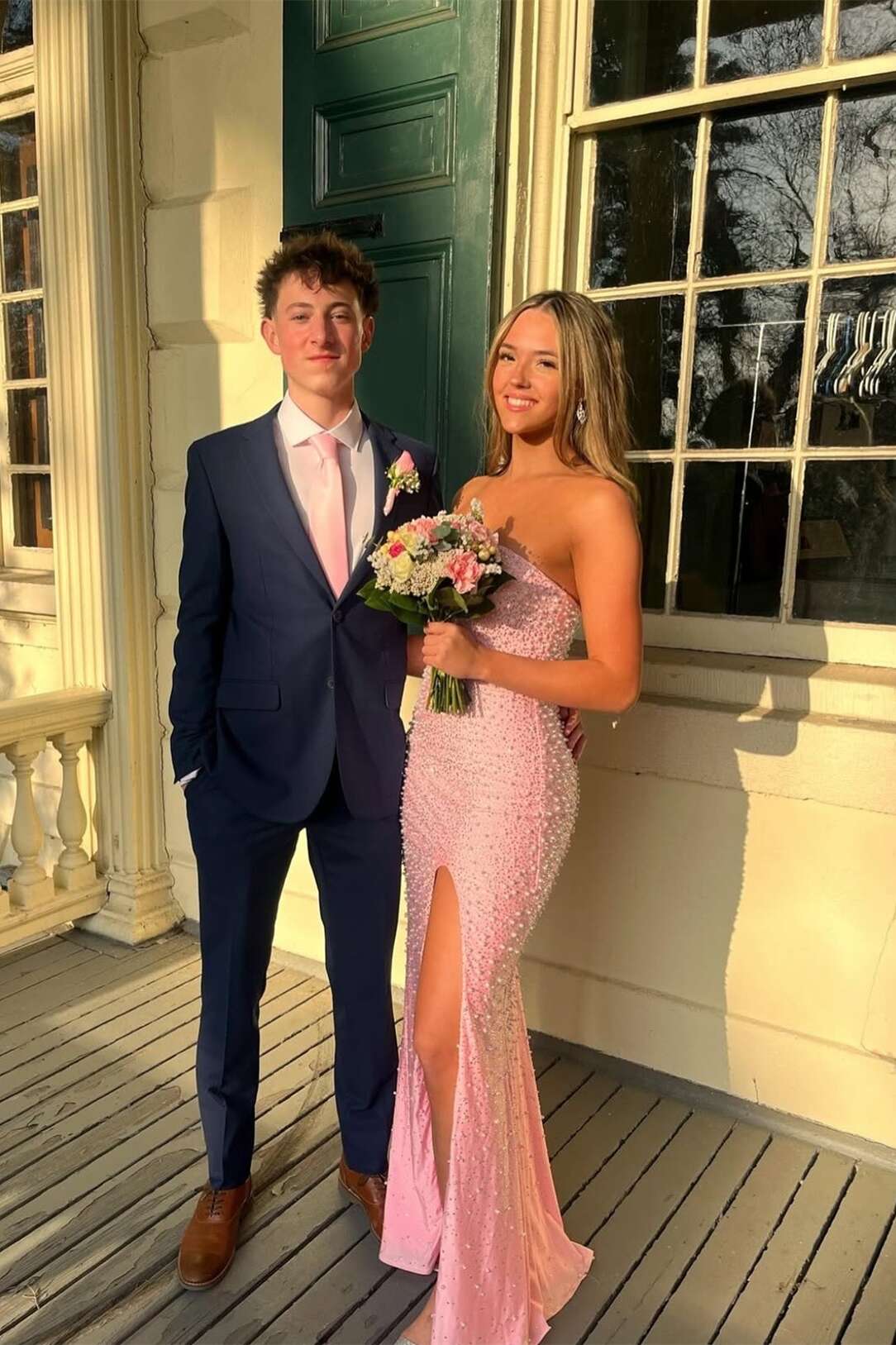 Strapless Pink Pearls Fitted Long Formal Dress – Dressesforparty