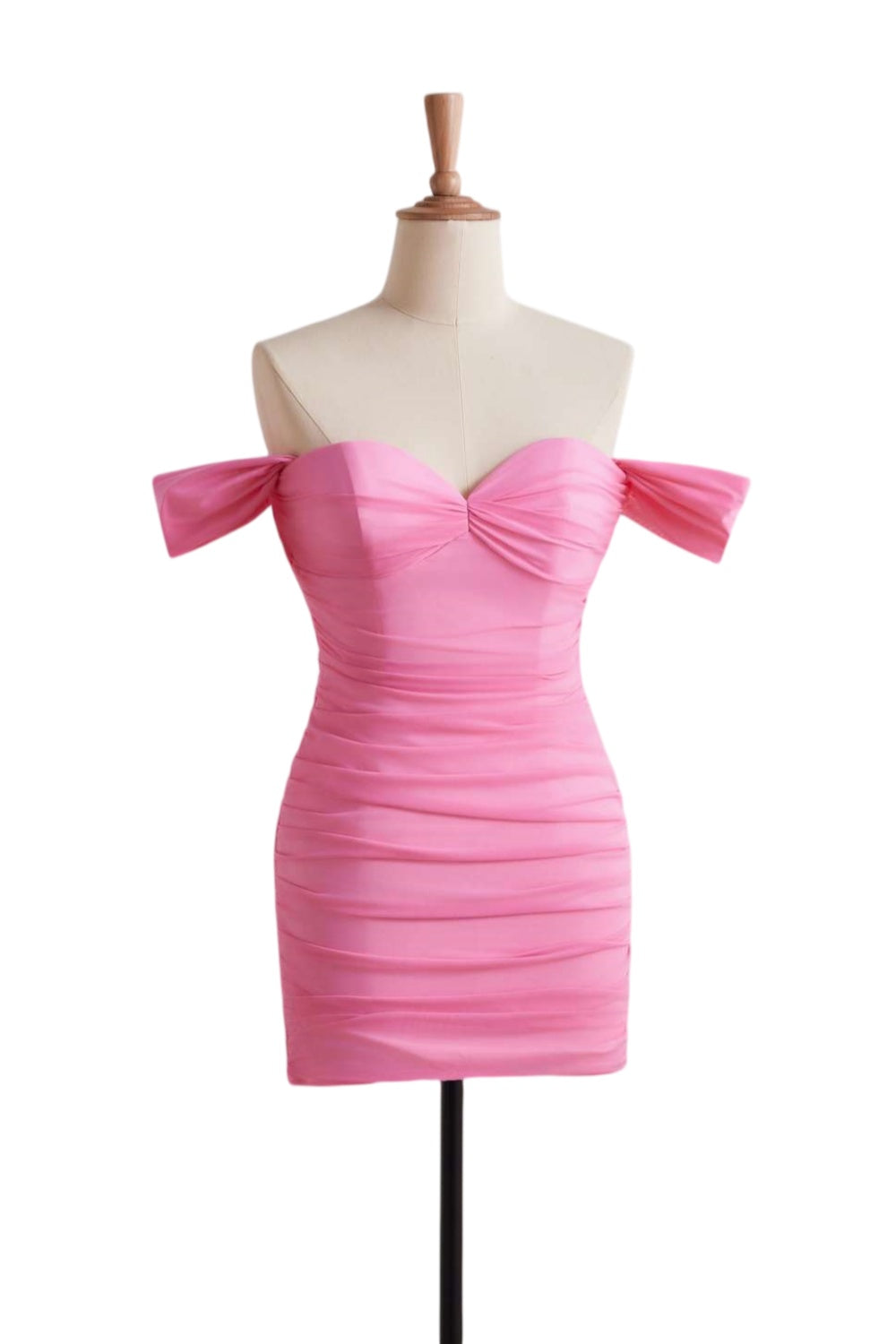 Off-the-Shoulder Hot Pink Mini Dress