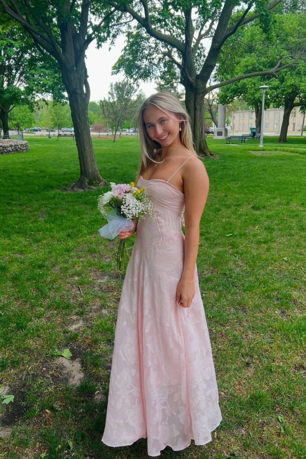 Floral Pink Lace A-line Long Formal Dress Dressesforparty Floral Pink Lace A-line Long Formal Dress Dressesforparty