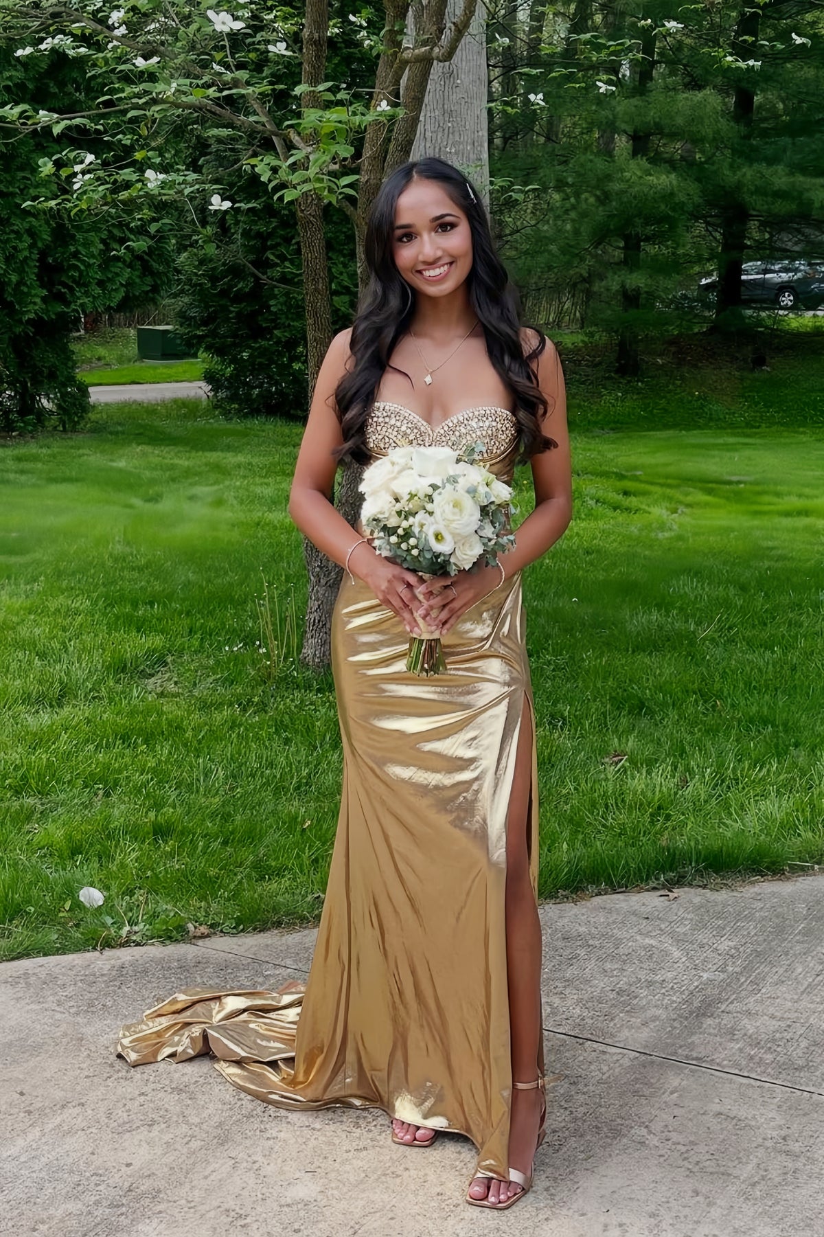 gold metallic ruched dress Sparkly Gold Sweetheart Metallic Ruched High-Low Cocktail Homecoming Dress