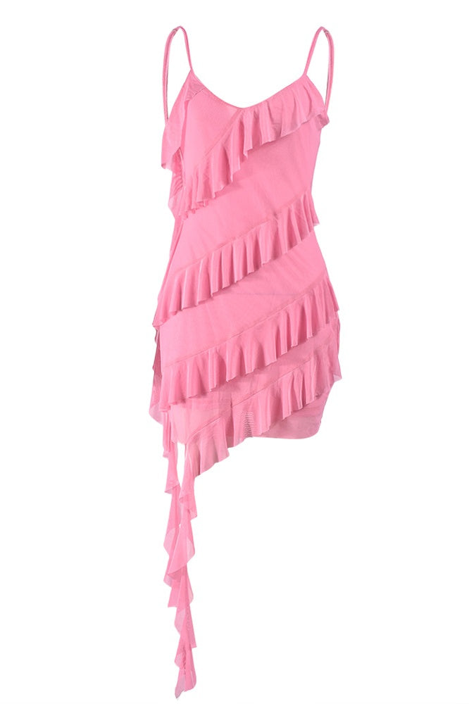 Bodycon Spaghetti Strap Ruffle Dress