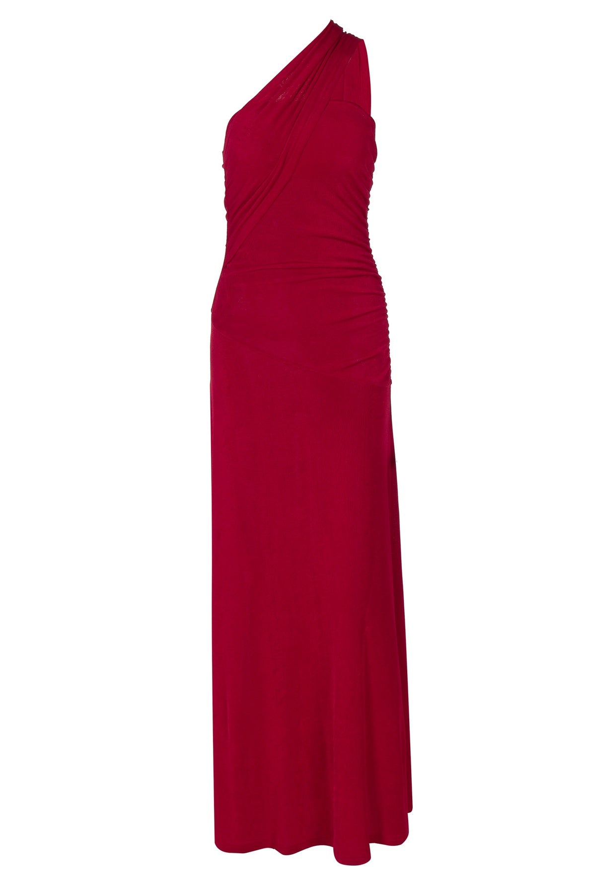 Asymmetric Shoulder Fitted Maxi Dress