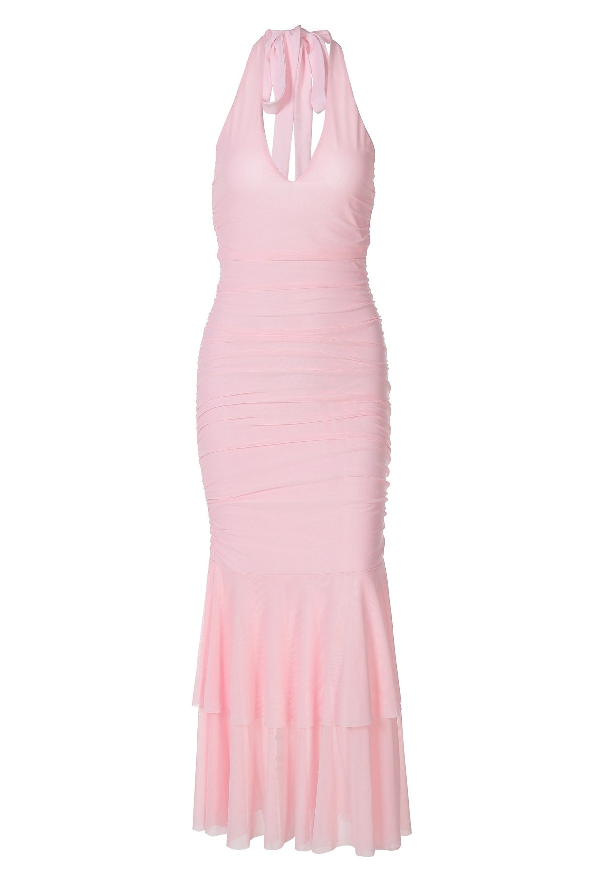 Tiered Ruffle Halter Neck Dress