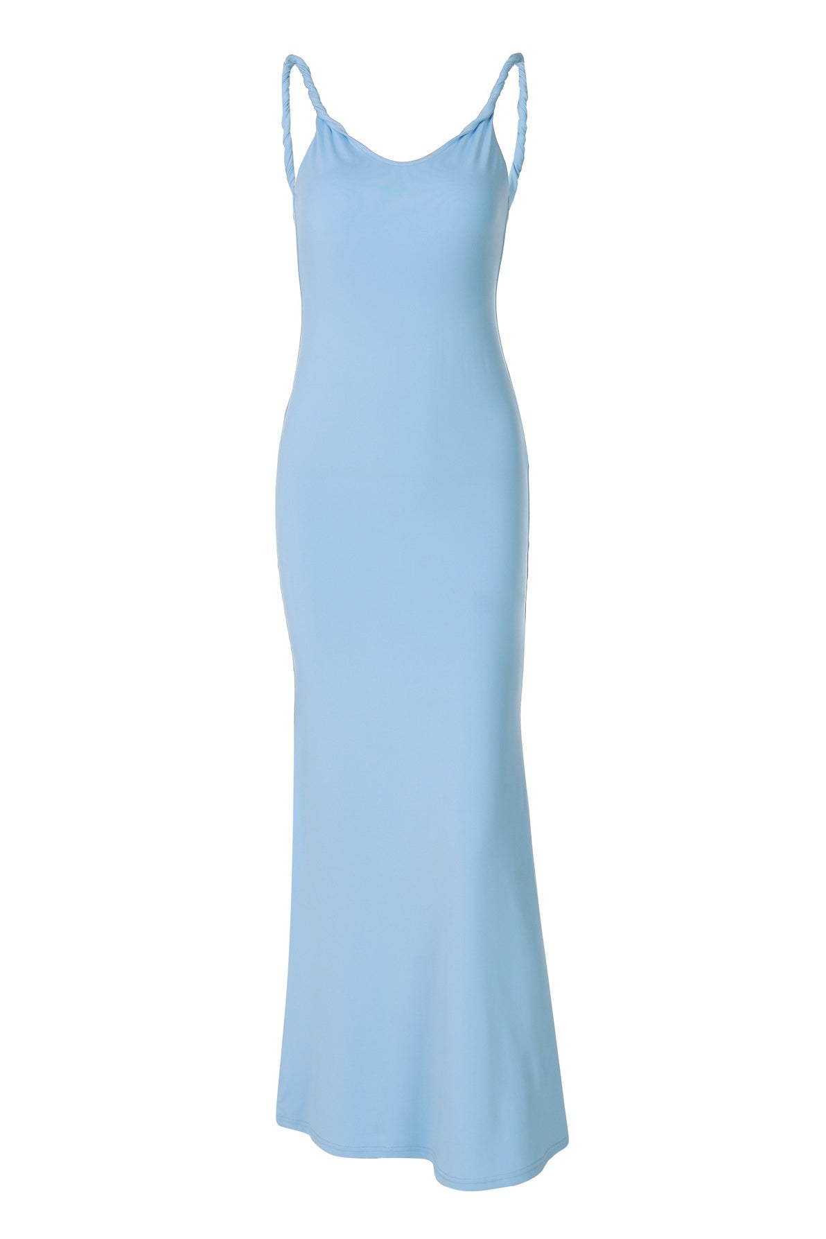 Blue Bodycon Low Back Maxi Dress