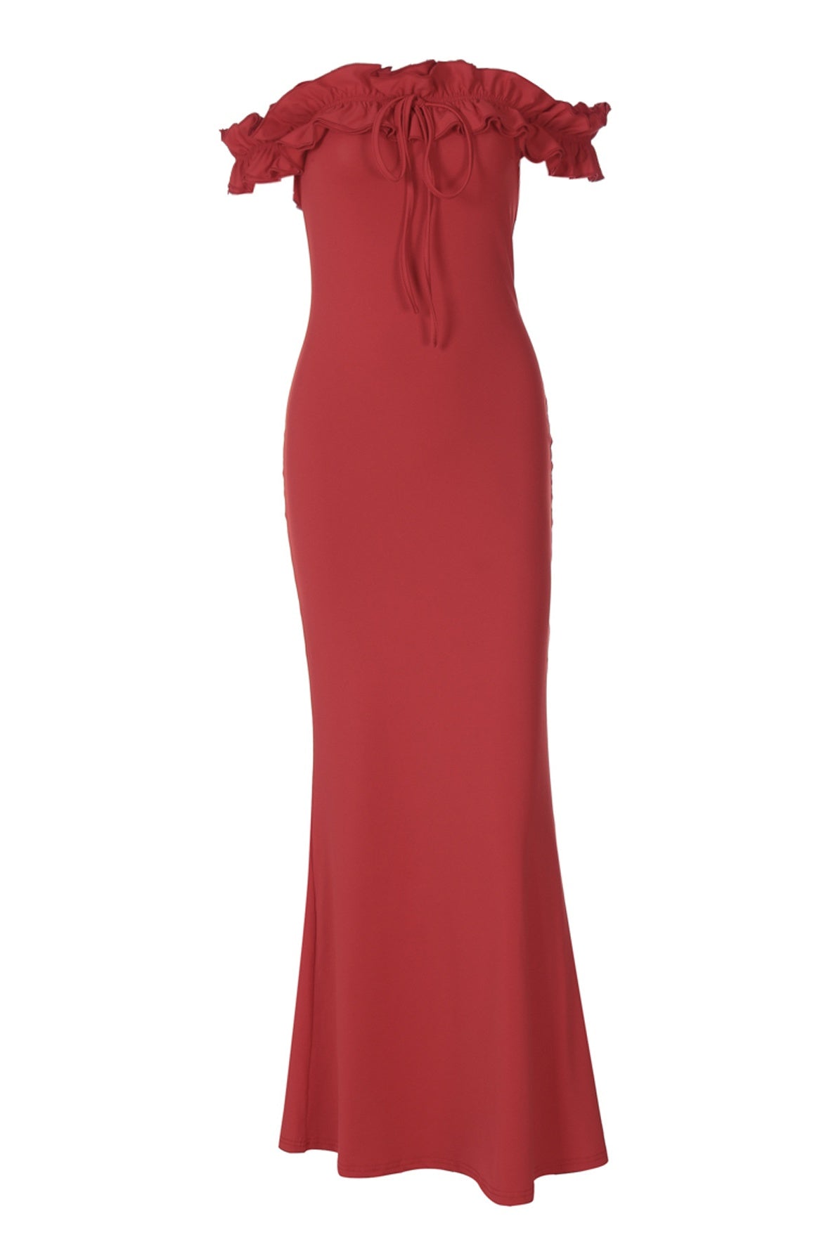 Ruffled Collar Off-Shoulder Mermaid Dress