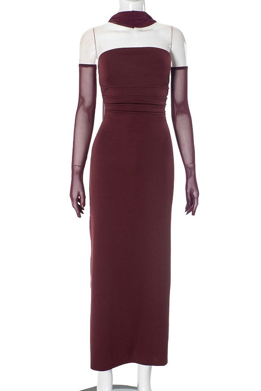 Bodycon Tube Top Ruched Printed Dress