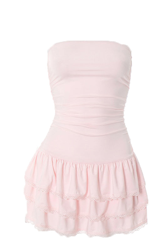 Pink Tube Top Mini A-line Dress