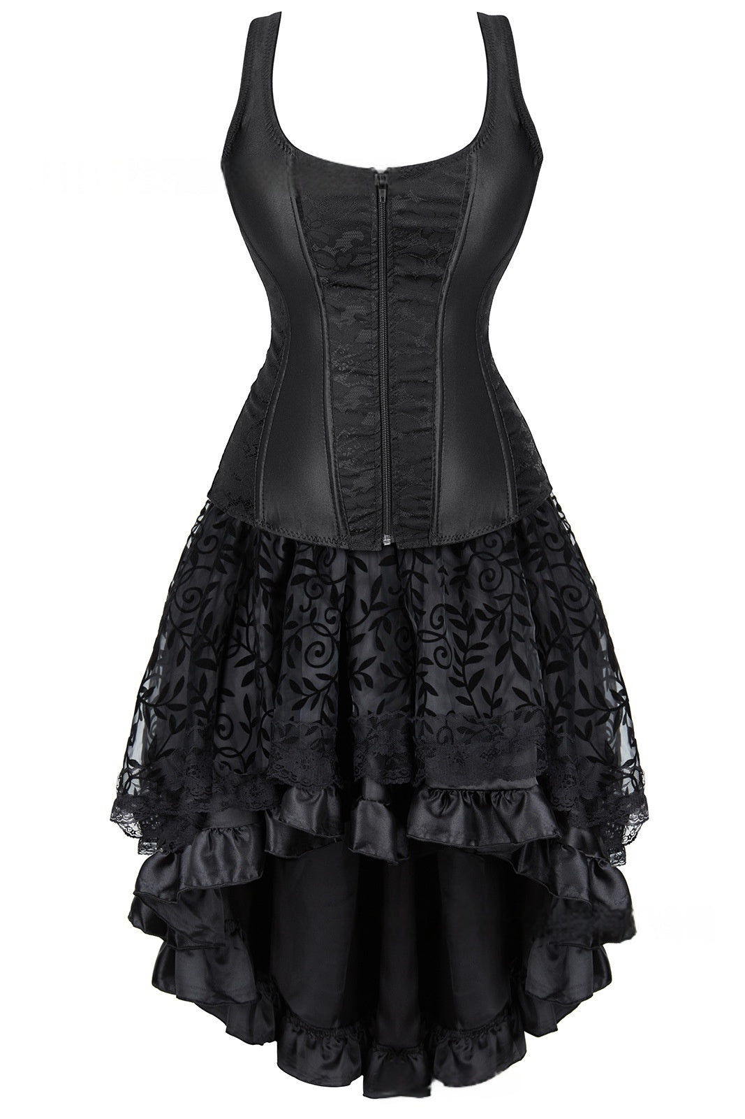 Black U-neck A-line Midi Dress