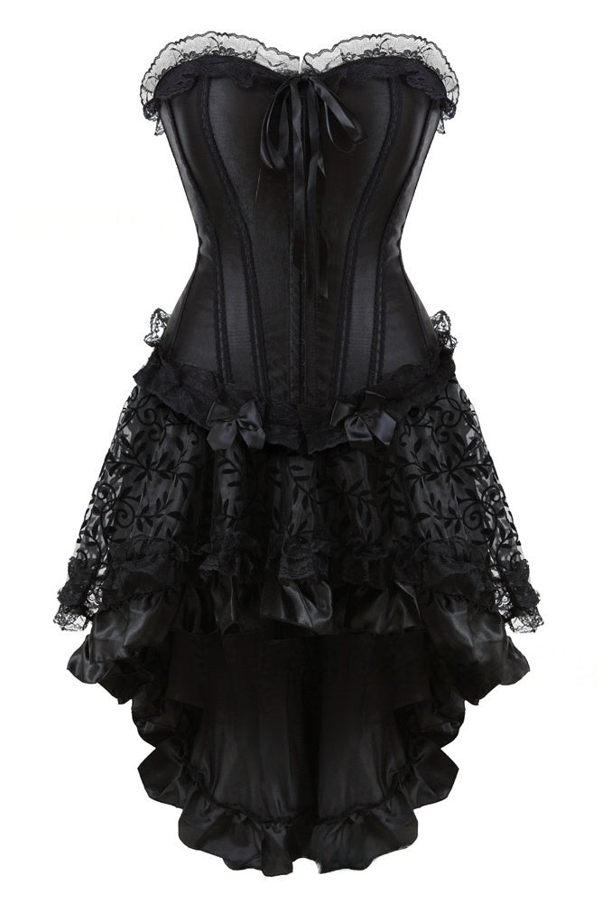 Black Sheer Mesh Sweetheart Neckline Dress