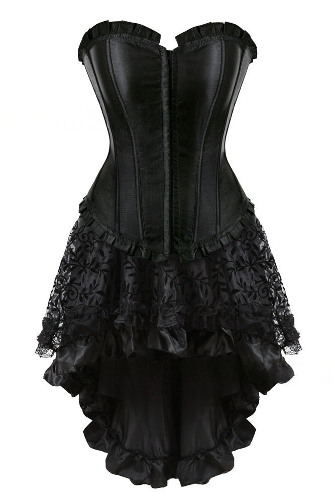 Black High-Low Sweetheart Midi Dress