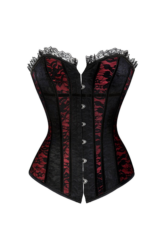 Black-Red Print Sweetheart Bandeau Top