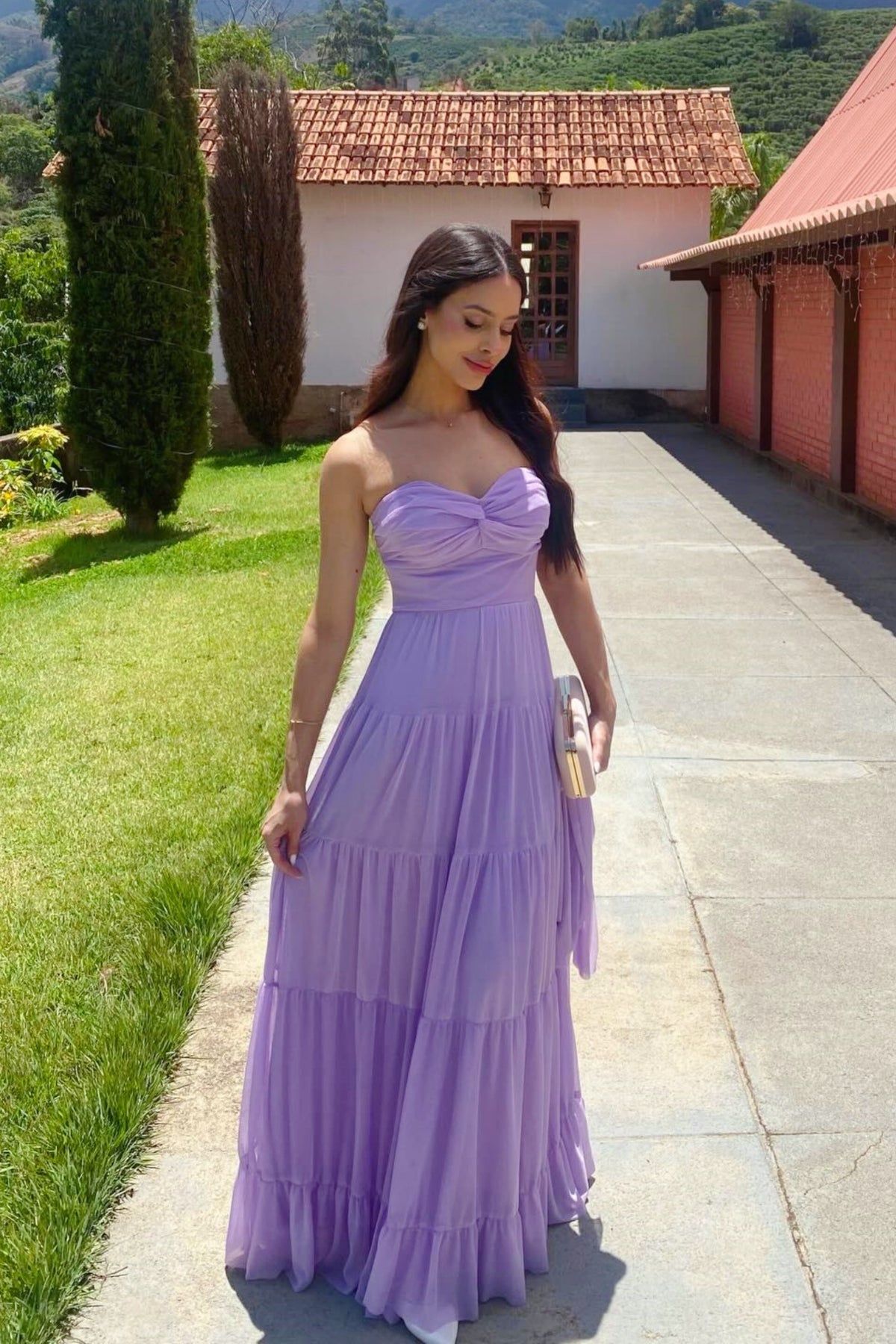 Lavender Sweetheart Knotted A-Line Dress