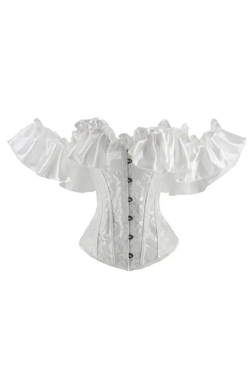 White Ruffled Collar Off-the-shoulder Bandeau Top