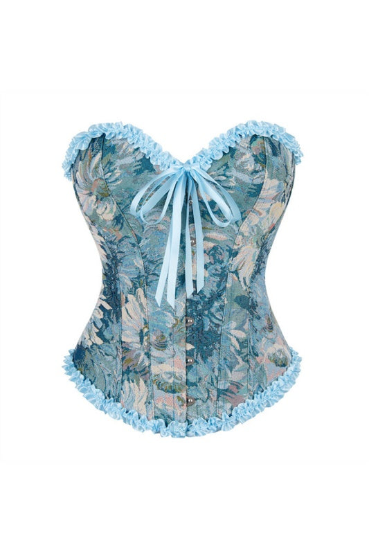 Blue Floral Print Bow Detail Bandeau Top