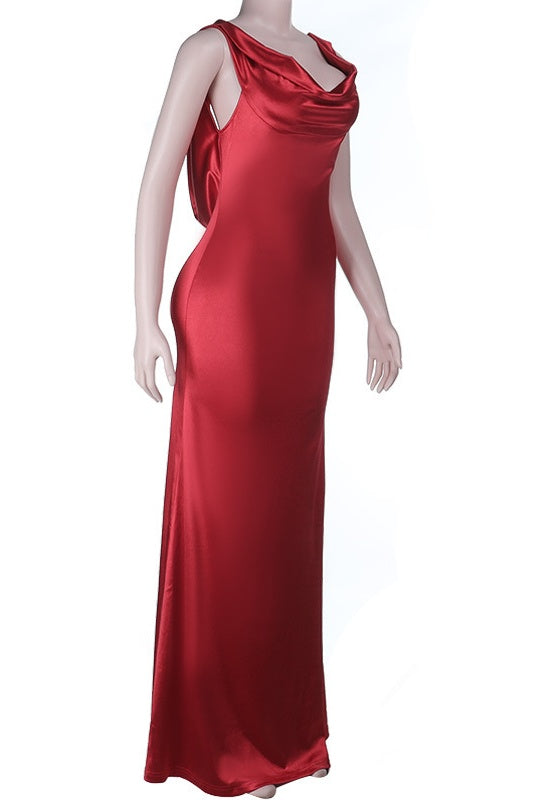 Red Cowl Neck Bodycon Long Dress – Dressesforparty