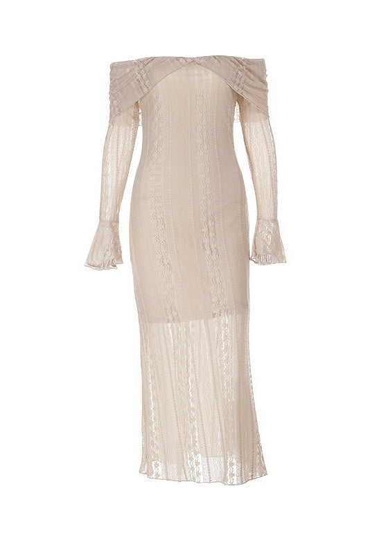 Deep Apricot Color Off-Shoulder Mermaid Dress