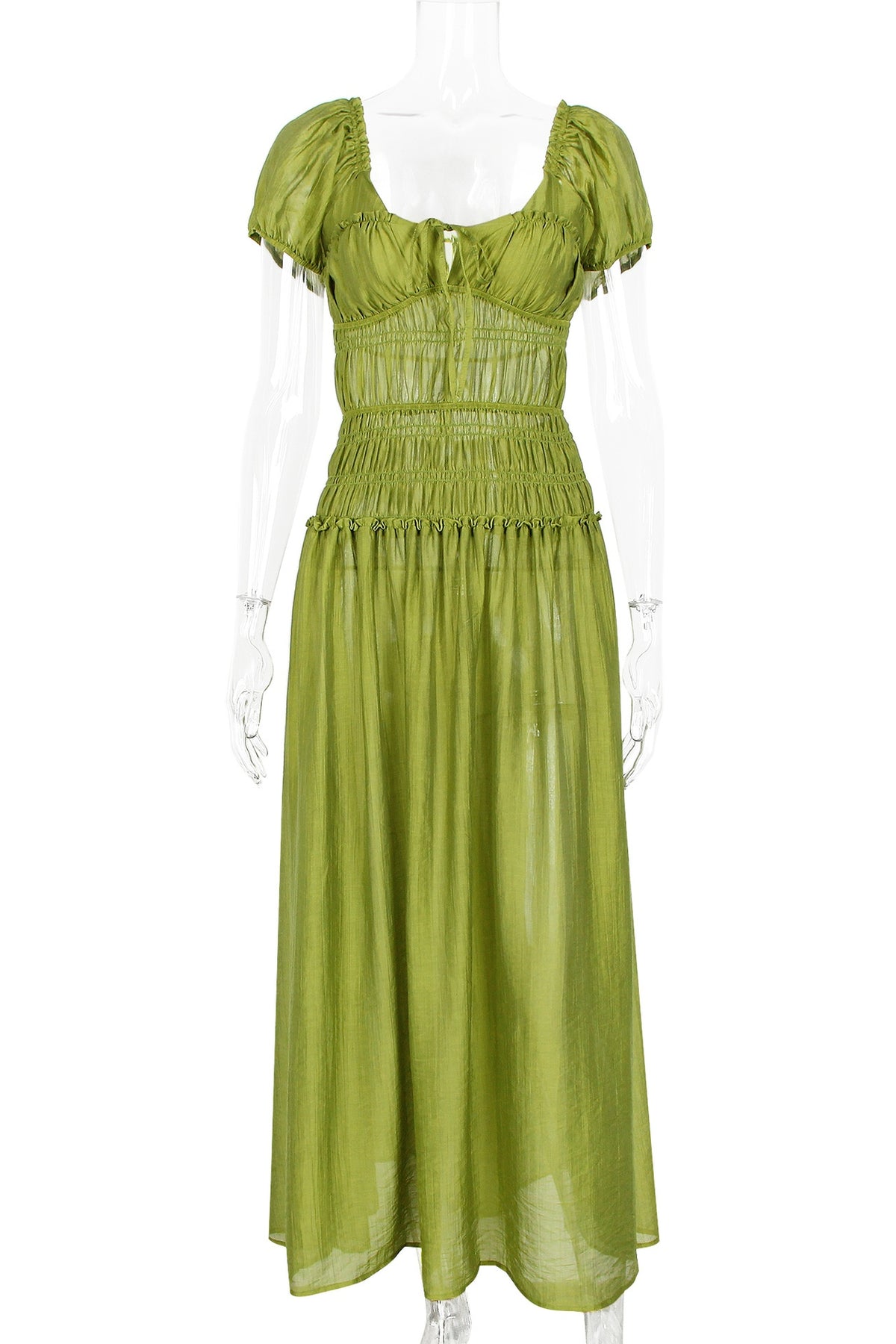 Blue Puff Sleeve A-line Dress