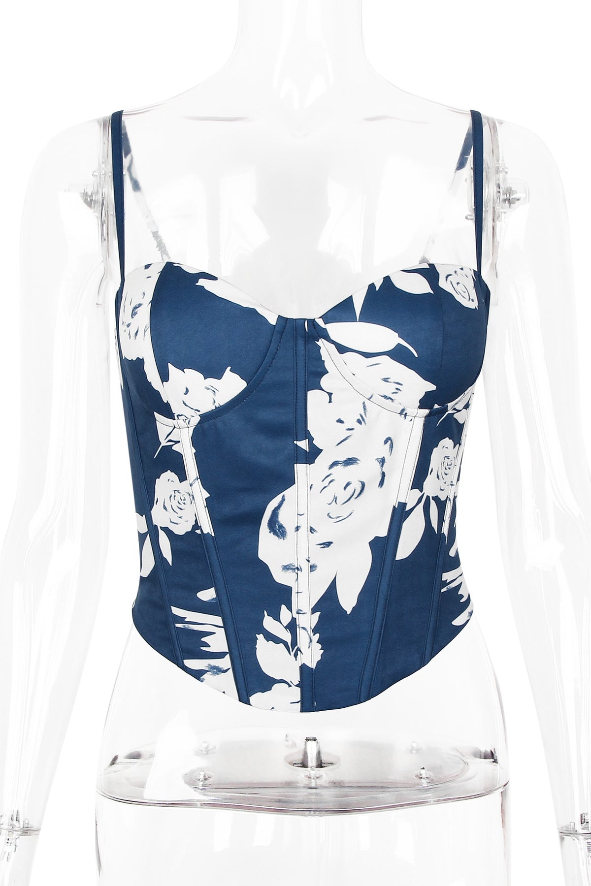 Navy Blue Floral Bandeau Top