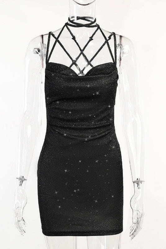 Black Bodycon Ruched Short Dress