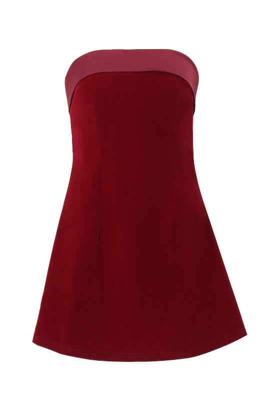 Red Tube Top Mini A-line Dress
