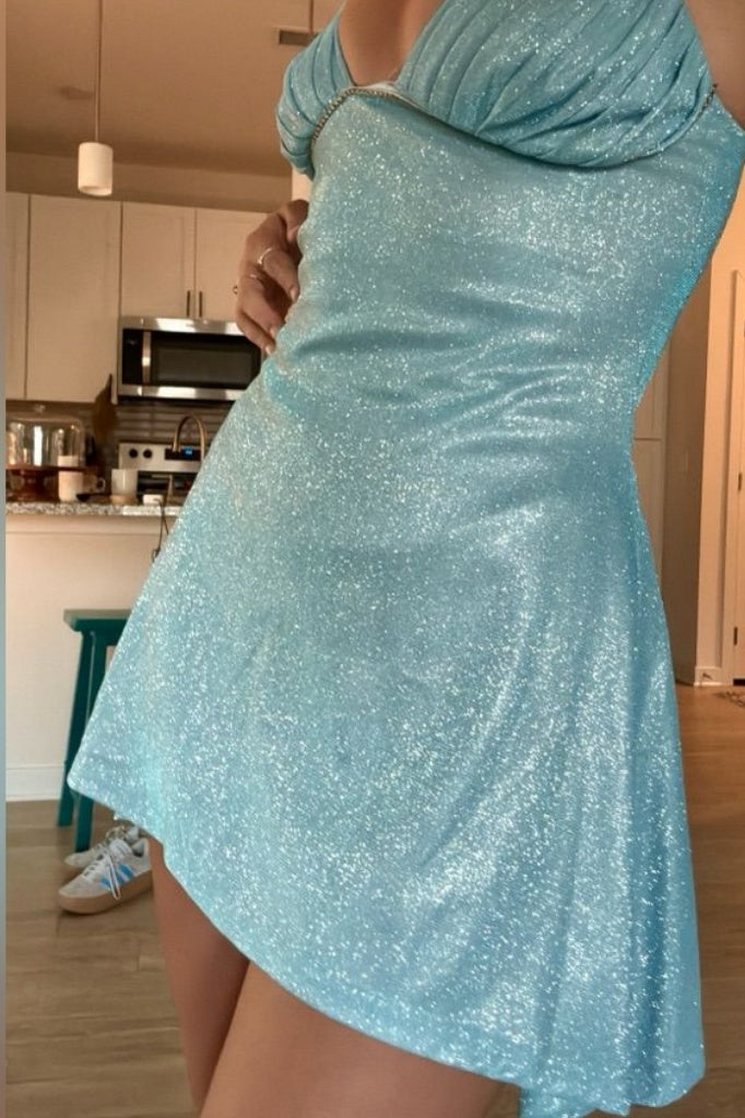 Light Blue Spaghetti Strap Mini Dress – Dressesforparty