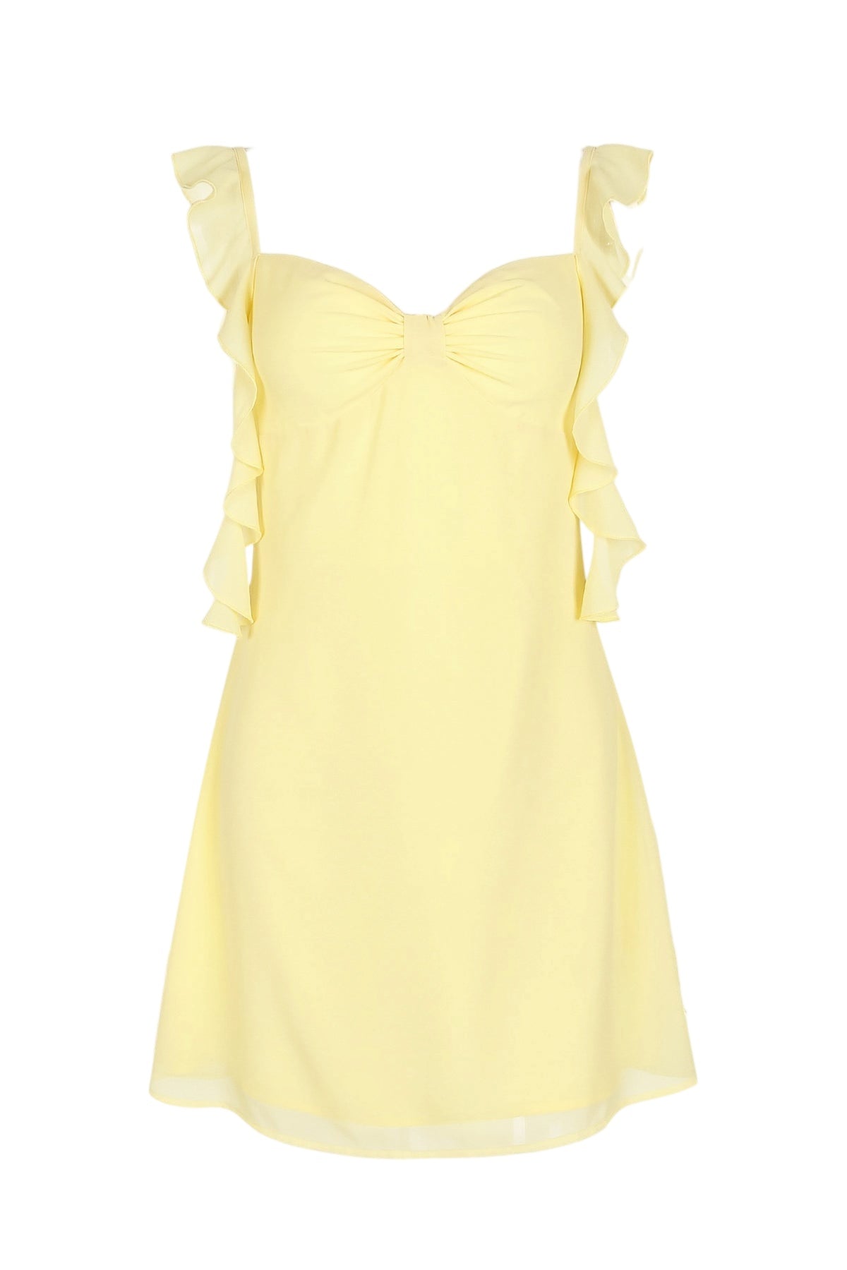 Ruffled Strap Pleated Bust Mini Dress